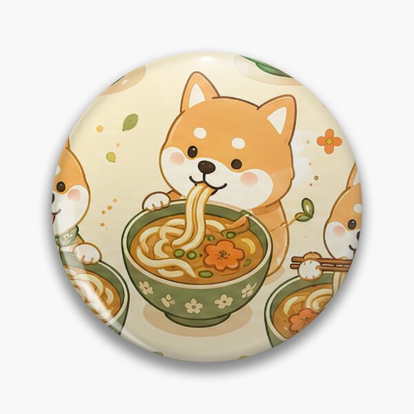 Item preview, Shiba Inu Curry Udon Kawaii Food Pattern designed and sold by Soft Berry Studio.