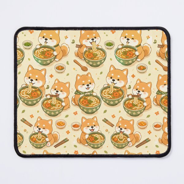 Item preview, Shiba Inu Curry Udon Kawaii Food Pattern designed and sold by Soft Berry Studio.