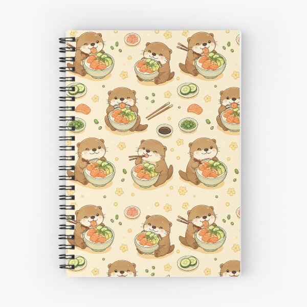 Item preview, Otter Salmon Rice Bowl Kawaii Food Pattern designed and sold by Soft Berry Studio.