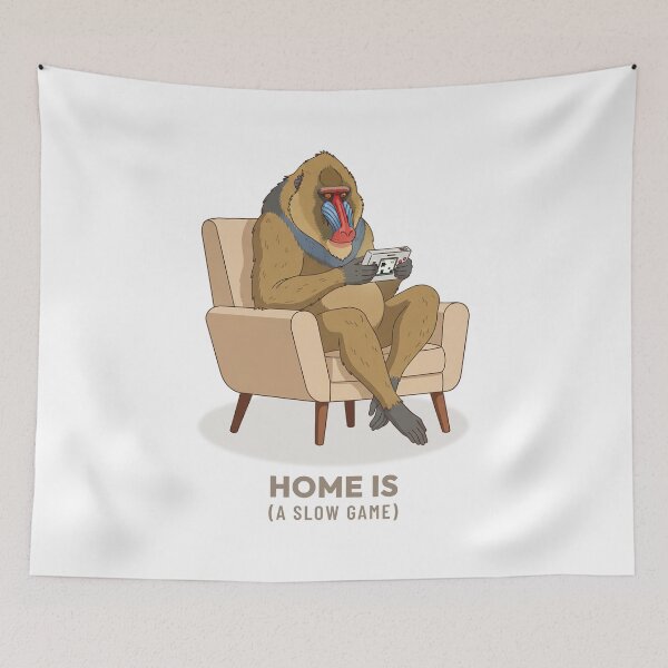 Item preview, Mandrill Playing Handheld Game Console Retro Aesthetic designed and sold by COZY VINTAGE animal.