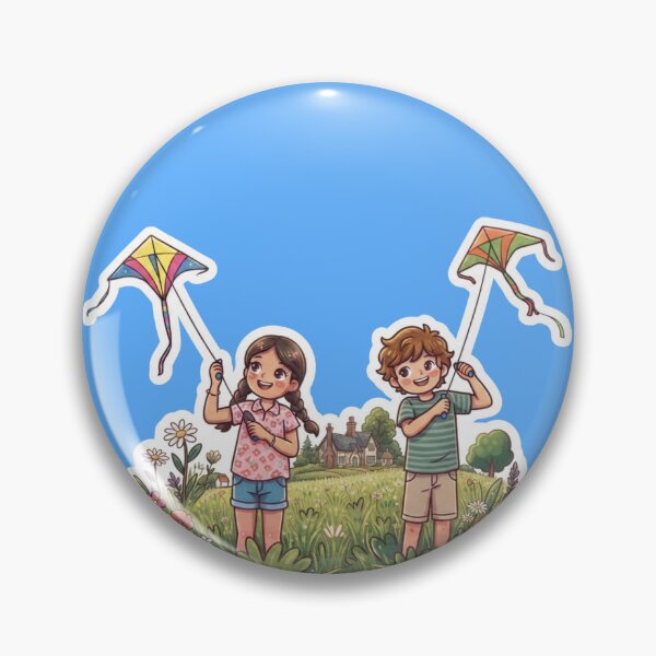 Item preview, Joy in the Countryside: Children Flying Colorful Kites designed and sold by mimiartes.