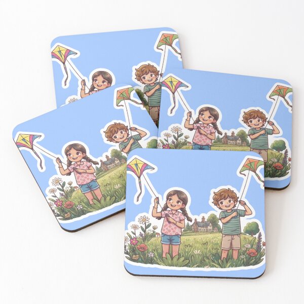 Item preview, Joy in the Countryside: Children Flying Colorful Kites designed and sold by mimiartes.