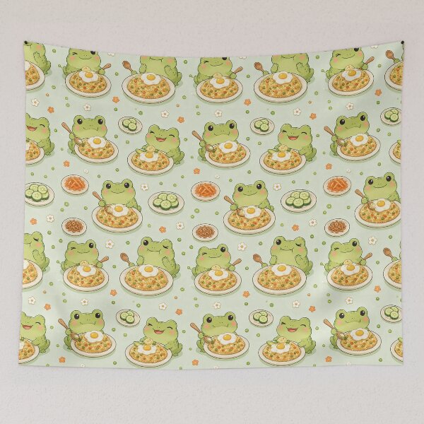 Item preview, Frog Nasi Goreng Kawaii Food Pattern designed and sold by Soft Berry Studio.