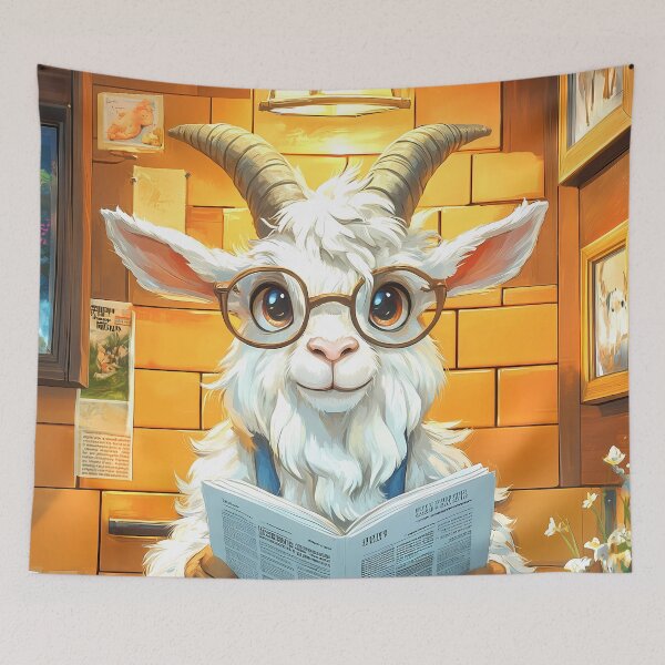 Item preview, Goat Bathroom Newspaper Reader Glasses Farm Animal Humor designed and sold by mildaclairmo.
