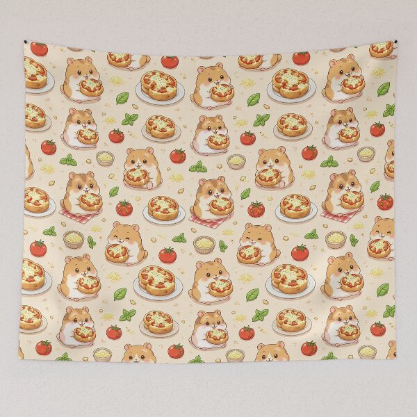 Item preview, Hamster Mini Pizza Bagel Kawaii Food Pattern designed and sold by Soft Berry Studio.