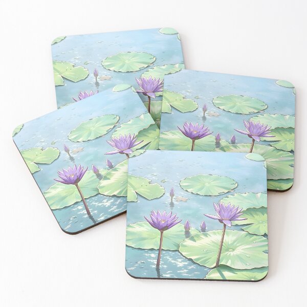 Item preview, Purple Lotus Pond – Tropical Botanical Nature Illustration designed and sold by Spirit of Siam.