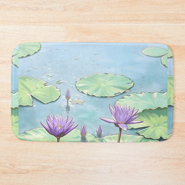Item preview, Purple Lotus Pond – Tropical Botanical Nature Illustration designed and sold by Spirit of Siam.