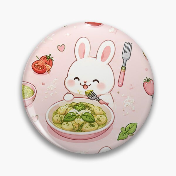 Item preview, Bunny Pesto Gnocchi Kawaii Food Pattern designed and sold by Soft Berry Studio.