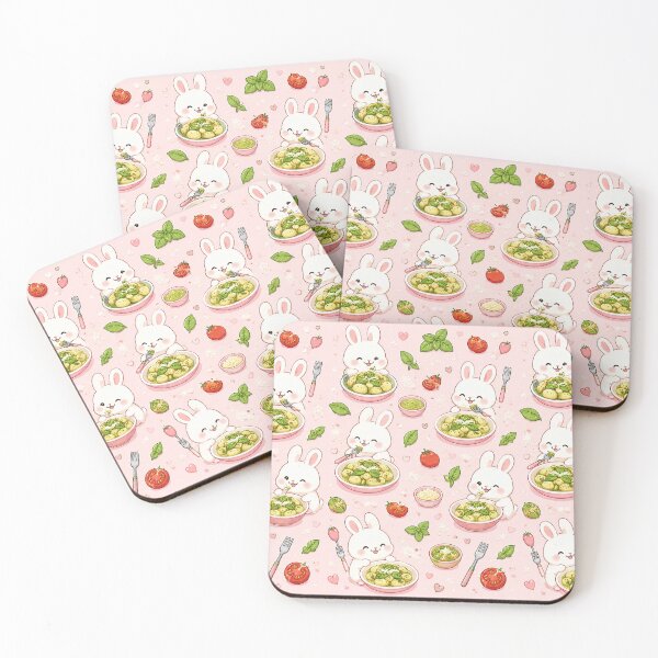 Item preview, Bunny Pesto Gnocchi Kawaii Food Pattern designed and sold by Soft Berry Studio.