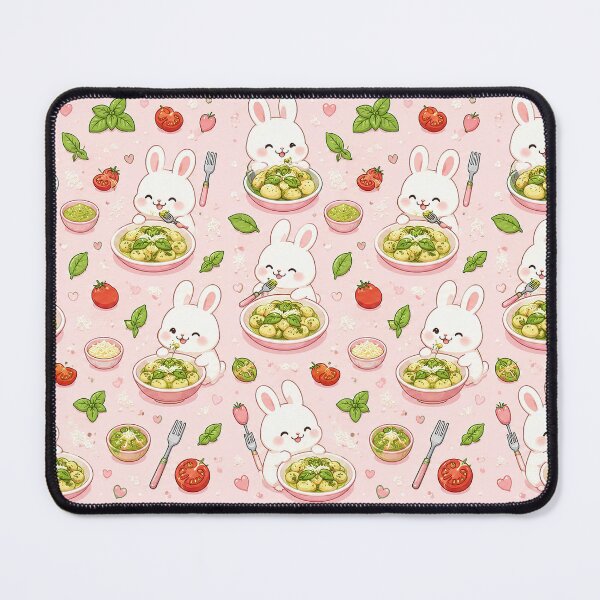 Item preview, Bunny Pesto Gnocchi Kawaii Food Pattern designed and sold by Soft Berry Studio.