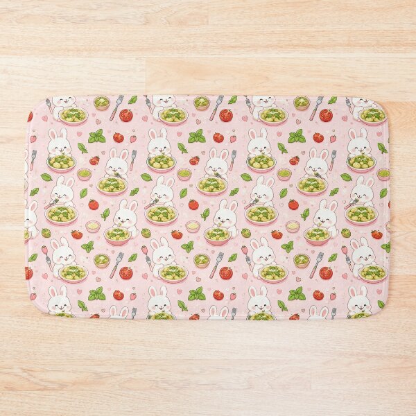 Item preview, Bunny Pesto Gnocchi Kawaii Food Pattern designed and sold by Soft Berry Studio.