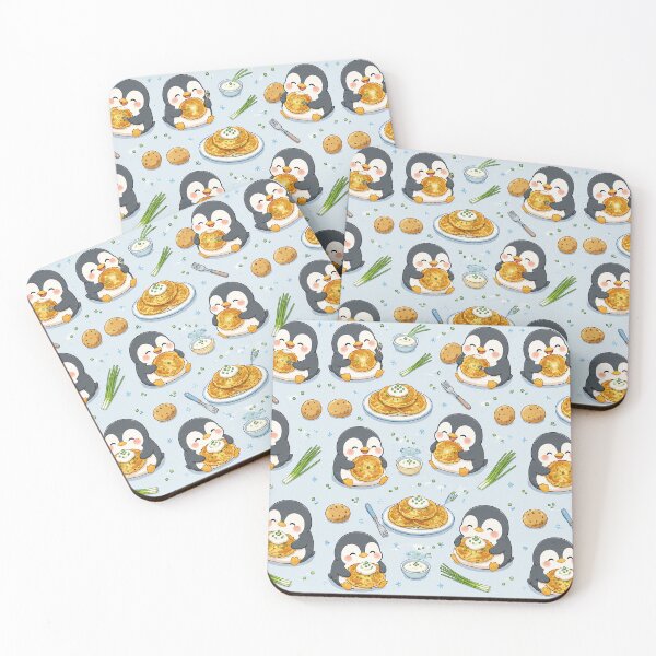 Item preview, Penguin Potato Pancake Kawaii Food Pattern designed and sold by Soft Berry Studio.