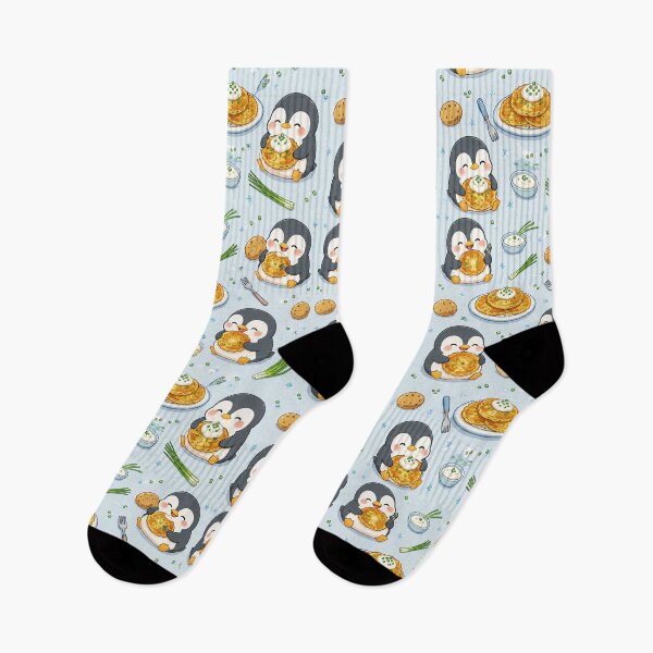 Item preview, Penguin Potato Pancake Kawaii Food Pattern designed and sold by Soft Berry Studio.