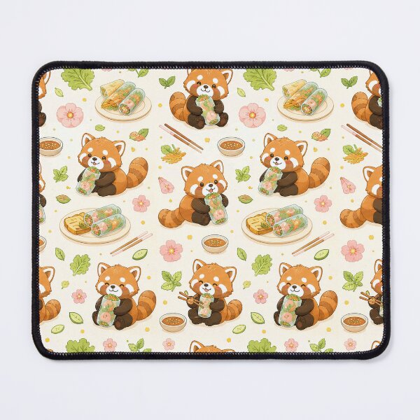 Item preview, Red Panda Rice Paper Roll Kawaii Food Pattern designed and sold by Soft Berry Studio.