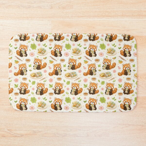 Item preview, Red Panda Rice Paper Roll Kawaii Food Pattern designed and sold by Soft Berry Studio.