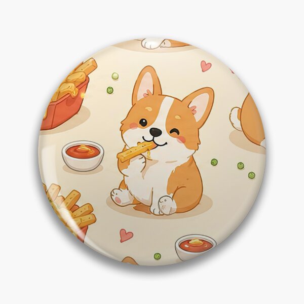 Item preview, Corgi Cheese Fries Kawaii Food Pattern designed and sold by Soft Berry Studio.