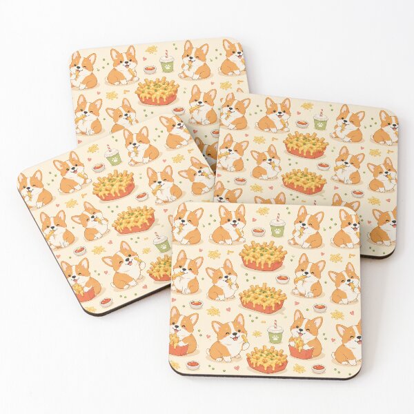 Item preview, Corgi Cheese Fries Kawaii Food Pattern designed and sold by Soft Berry Studio.