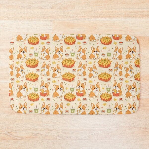 Item preview, Corgi Cheese Fries Kawaii Food Pattern designed and sold by Soft Berry Studio.