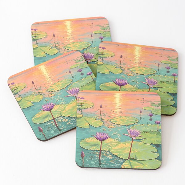 Item preview, Purple Lotus Pond – Tropical Botanical Nature Illustration designed and sold by Spirit of Siam.