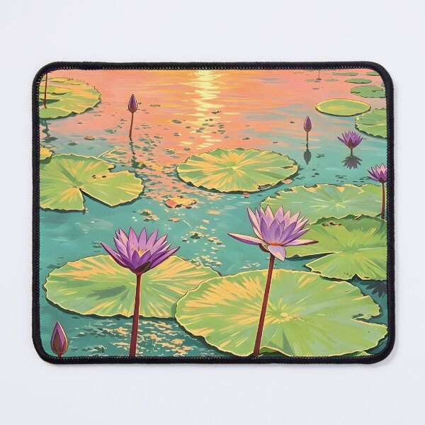 Item preview, Purple Lotus Pond – Tropical Botanical Nature Illustration designed and sold by Spirit of Siam.