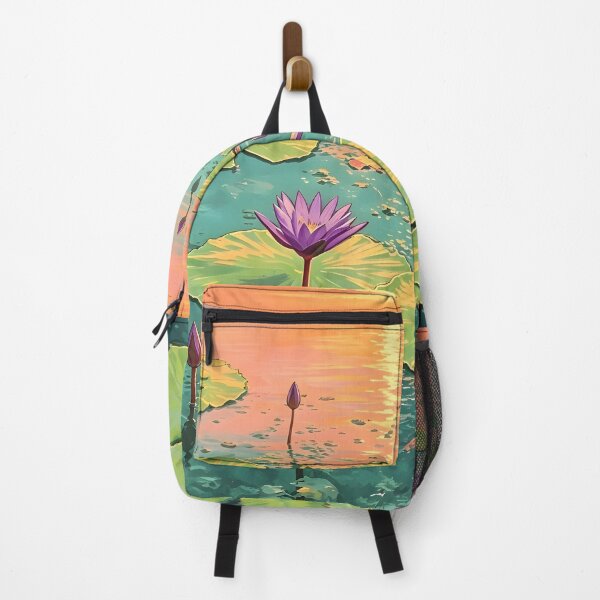 Item preview, Purple Lotus Pond – Tropical Botanical Nature Illustration designed and sold by Spirit of Siam.