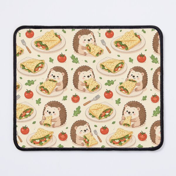 Item preview, Hedgehog Savory Crepe Kawaii Food Pattern designed and sold by Soft Berry Studio.