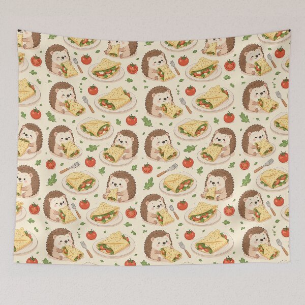 Item preview, Hedgehog Savory Crepe Kawaii Food Pattern designed and sold by Soft Berry Studio.