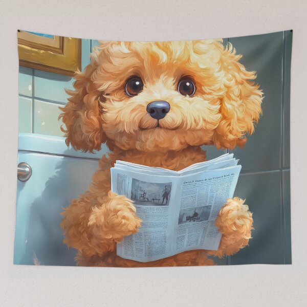Item preview, Goldendoodle Dog Bathroom Newspaper Reader Fluffy Puppy Humor designed and sold by mildaclairmo.