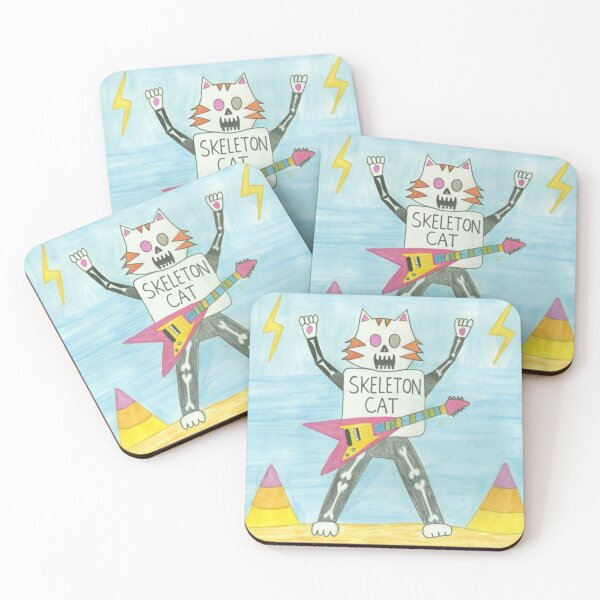 Item preview, Skeleton Cat Rock Music Illustration designed and sold by WoachiArt.