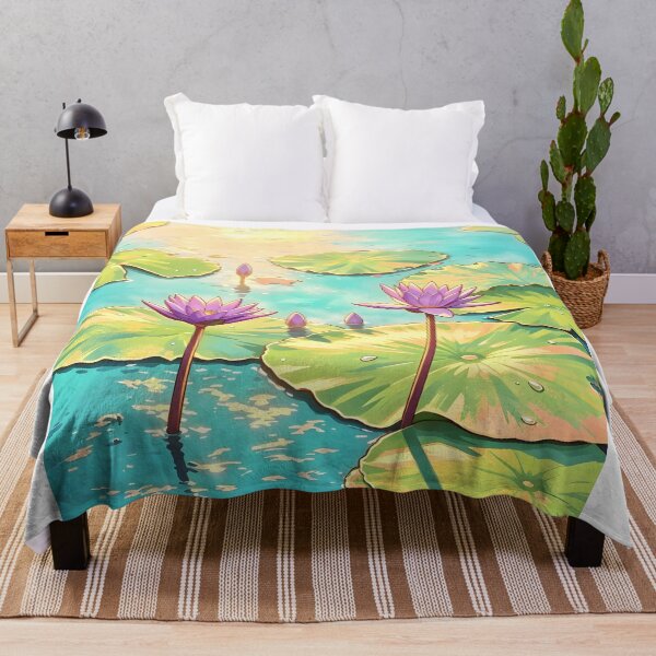 Item preview, Purple Lotus Pond – Tropical Botanical Nature Illustration designed and sold by Spirit of Siam.