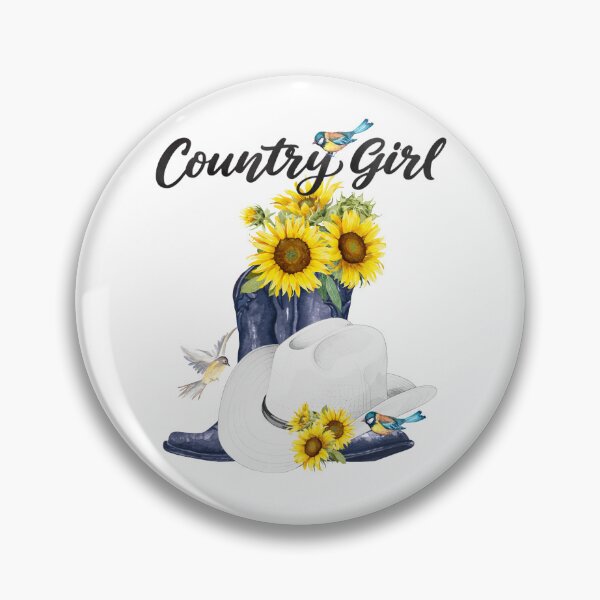 Item preview, Country Girl with Cowboy Boots, Sunflowers & Birds designed and sold by JeweledDesigns.