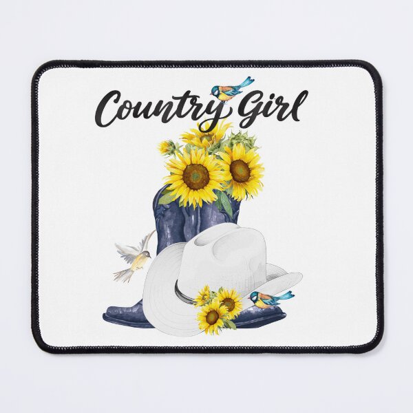 Item preview, Country Girl with Cowboy Boots, Sunflowers & Birds designed and sold by JeweledDesigns.