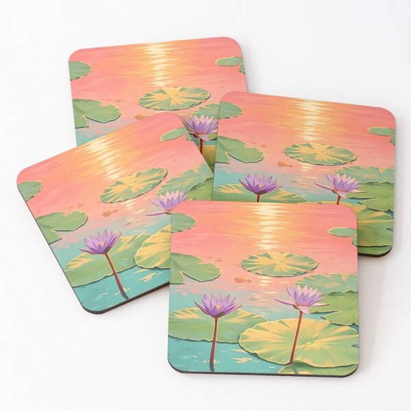 Item preview, Purple Lotus Pond – Tropical Botanical Nature Illustration designed and sold by Spirit of Siam.