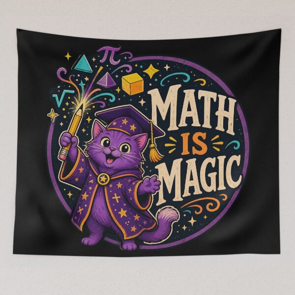 Item preview, Back to school Math Is Magic Witch Cat Funny Math Teacher designed and sold by Uglyandcute.