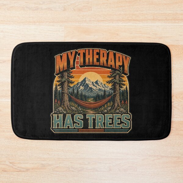Item preview, My Therapy Has Trees - Retro Mountain Hammock Escape designed and sold by Graphic Vibe Designs.