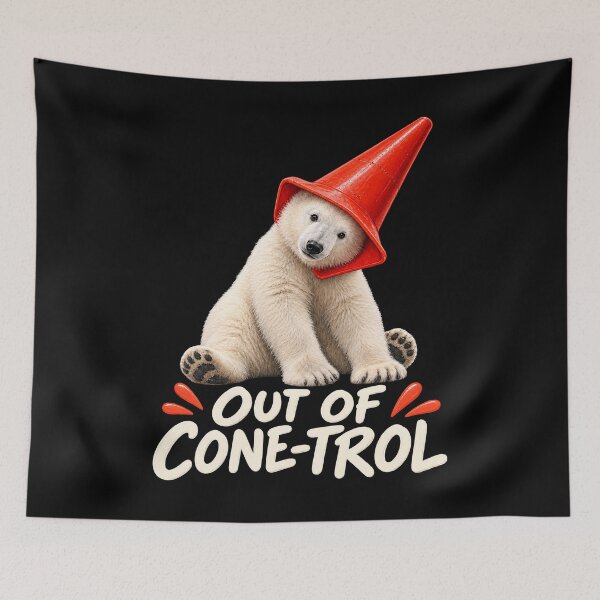 Item preview, Momota Polar Bear Cub Funny Traffic Cone  designed and sold by Eh Plus Designs.