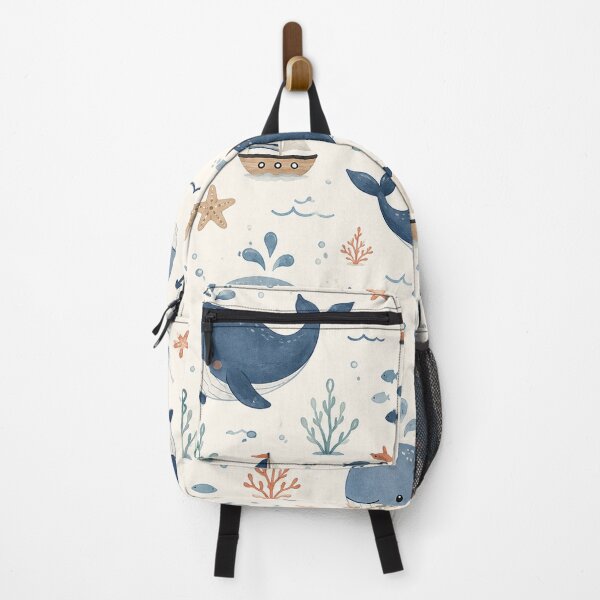 Item preview, Cute Whale Ocean Nursery Nautical Seamless Pattern designed and sold by RJACreative.