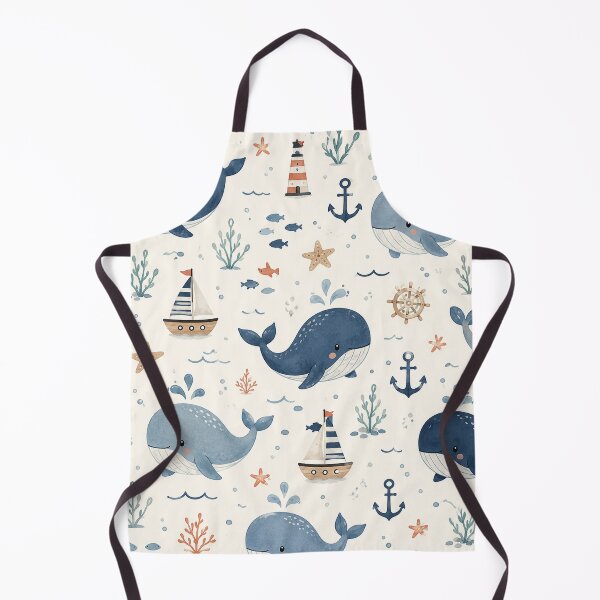 Item preview, Cute Whale Ocean Nursery Nautical Seamless Pattern designed and sold by RJACreative.
