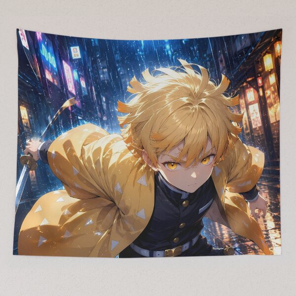 Item preview, Zenitsu Agatsuma Demon Slayer Neon Rain Sprint designed and sold by Dashsopaner.