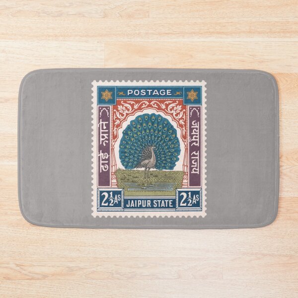 Item preview, Vintage Jaipur State Peacock Postage Stamp – Indian Royal Bird Art designed and sold by retrographics.
