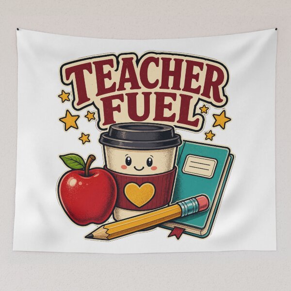 Item preview, Back to school Teacher Fuel Coffee Apple Books Funny Teacher Gift designed and sold by Uglyandcute.