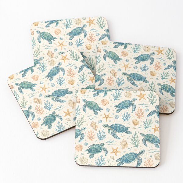 Item preview, Sea Turtle Beach Pattern – Coastal Ocean Watercolor designed and sold by RJACreative.