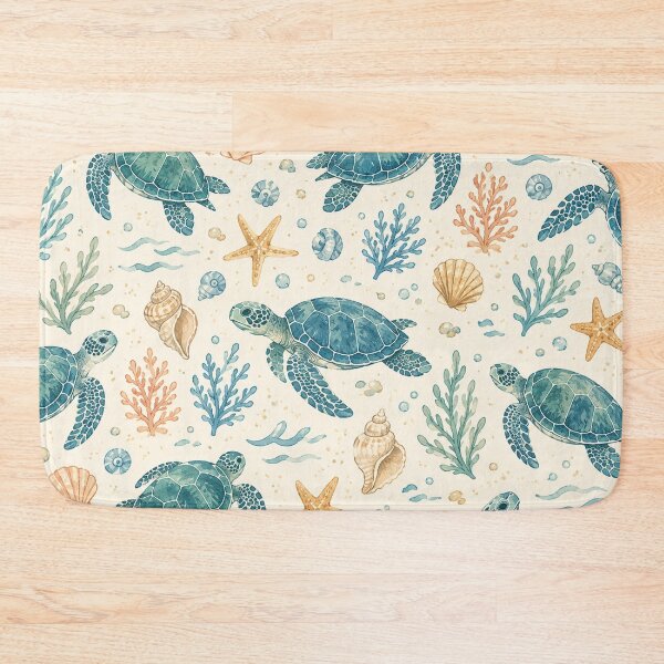 Item preview, Sea Turtle Beach Pattern – Coastal Ocean Watercolor designed and sold by RJACreative.