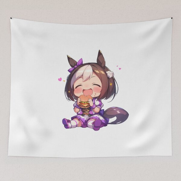 Item preview, Special Week Uma Musume Pretty Derby Chibi Kawaii Burger Anime Girl Joyful Moment designed and sold by Dashsopaner.