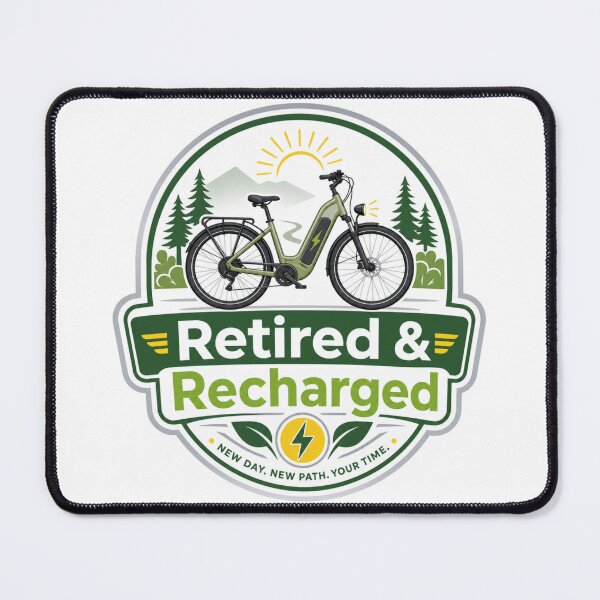 Item preview, Retired & Recharged Electric Bike Senior Rider Shirt designed and sold by OMNITeeSigns.