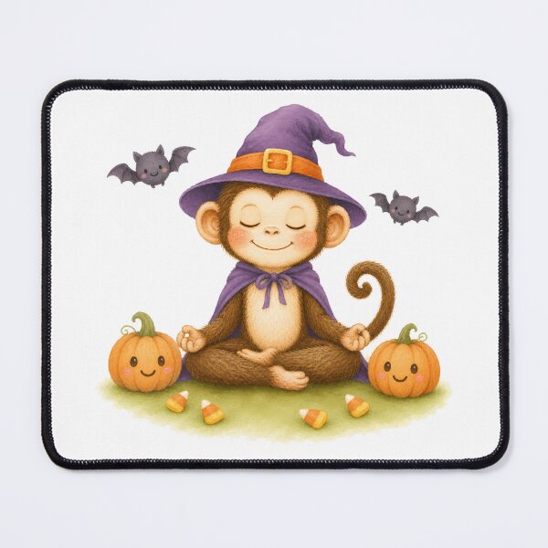 Item preview, Halloween Lotus Monkey in a Witch’s Hat designed and sold by YogiAnimalArt.