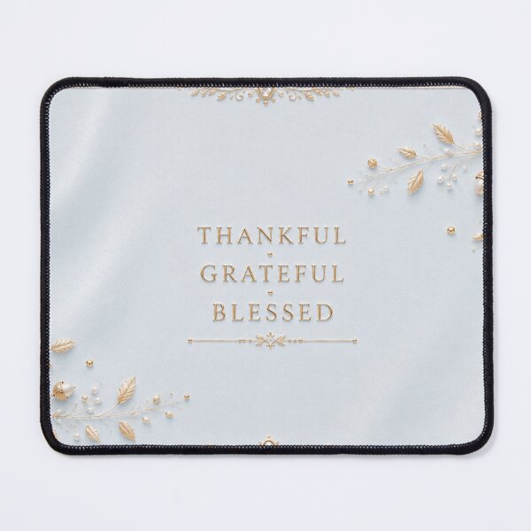 Item preview, Thankful Grateful Blessed Thanksgiving Mug – Pastel Blue & Gold Elegant Fall Design designed and sold by HO•Designs.