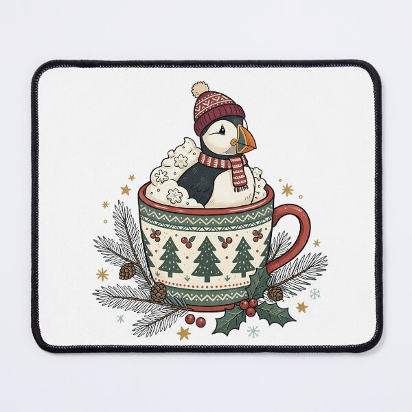 Item preview, Cozy Puffin Christmas Mug Art / Seabird art / Winter Puffin designed and sold by VibranPalette.