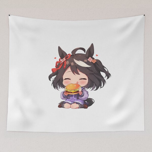 Item preview, Kitasan Black Uma Musume Chibi Burger Happy Hearts designed and sold by Dashsopaner.