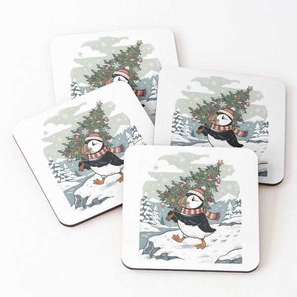 Item preview, Festive Puffin Carrying Christmas Tree designed and sold by VibranPalette.